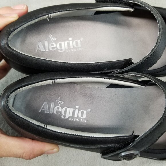 Alegria Shoes Womens EU 38 US 8-8.5 Maya Black Leather Mary Jane Clogs - Picture 10 of 13